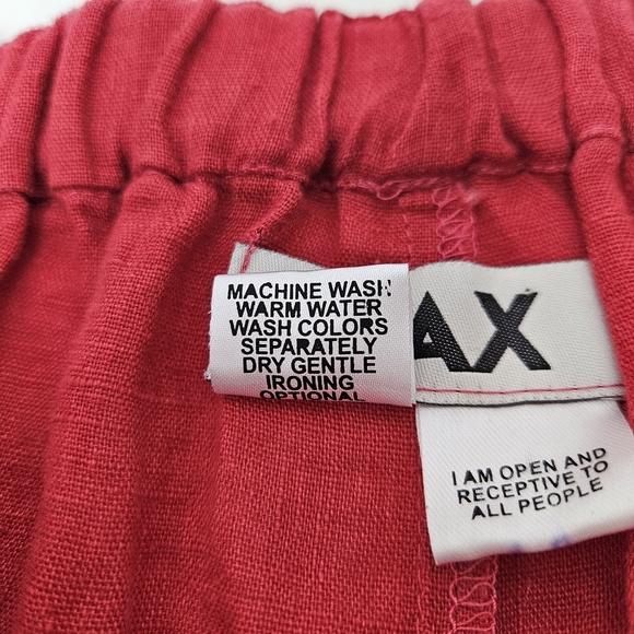FLAX 2 Piece Set Linen Top & Wide Leg Crop Pants Red Womens Small Boho Lagenlook - Picture 5 of 13